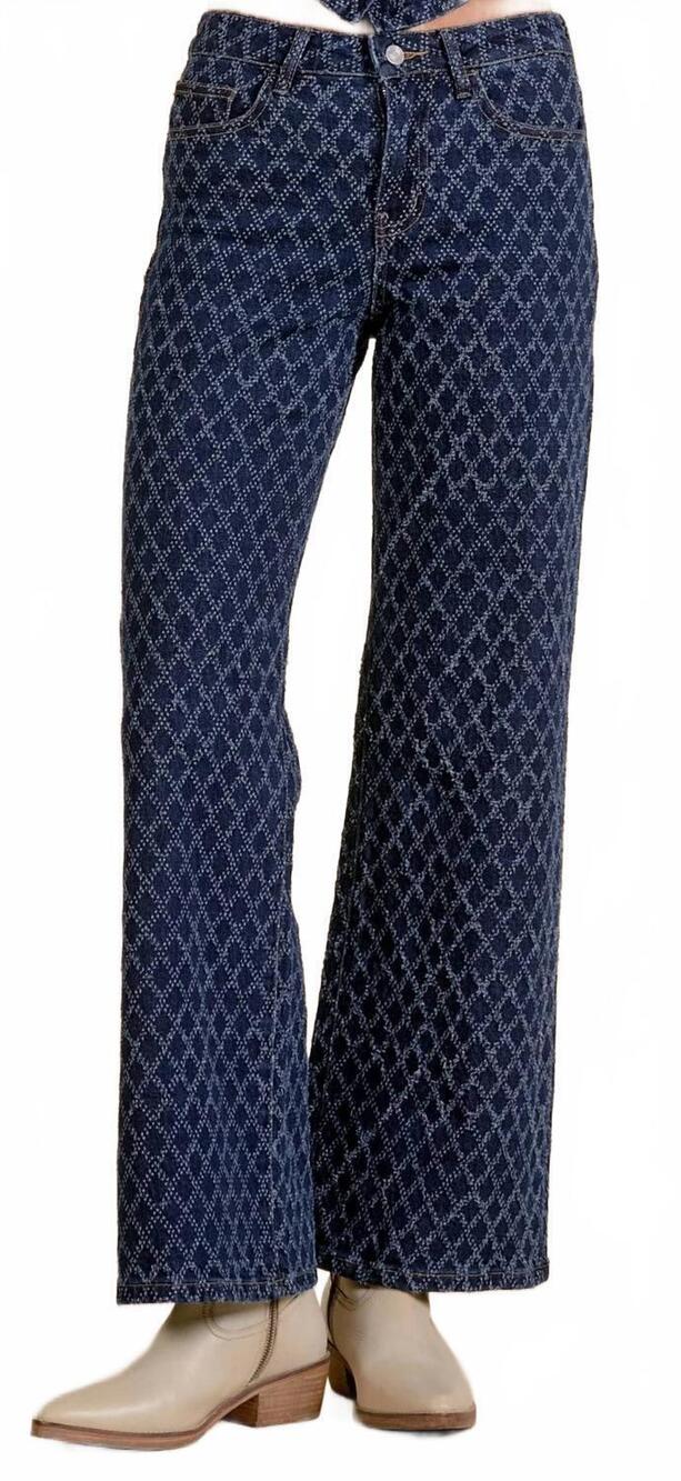 NEW ELAN diamond pattern jeans in denim